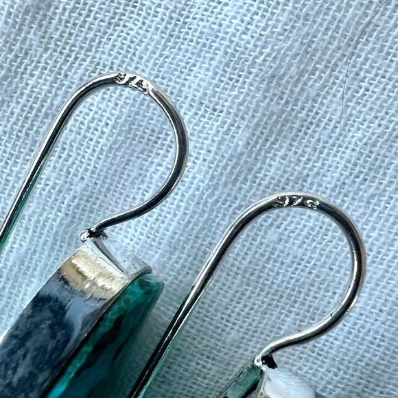 925 OOAK Malachite Chrysocolla Earrings - Picture 6 of 7